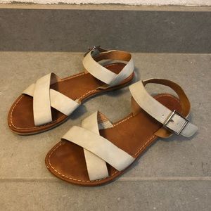 Abound light gray faux leather ankle strap flat sandals size 6